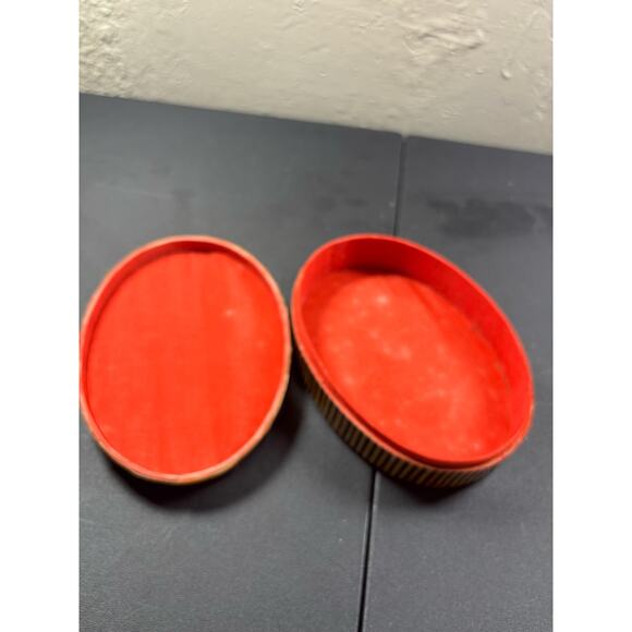 Vtg Santa Trinket Box Lamenated Night Stars Black Stripes Keepsake - Picture 2 of 8